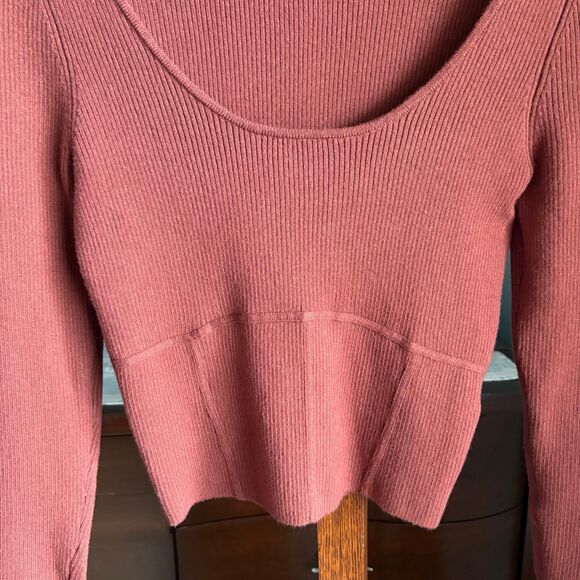 Abercrombie Scoopneck, Ribbed Corset Rust Brown Sweater Top size L - Picture 3 of 8